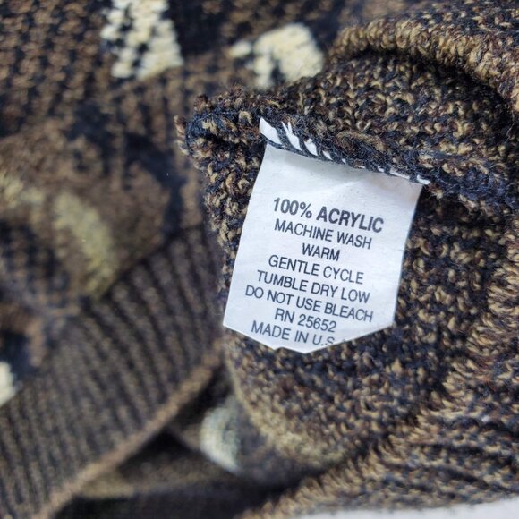 Vintage Protege Sweater Mens Large‎ Brown Acrylic Crewneck Grandpa 80s 90s USA - Picture 4 of 6